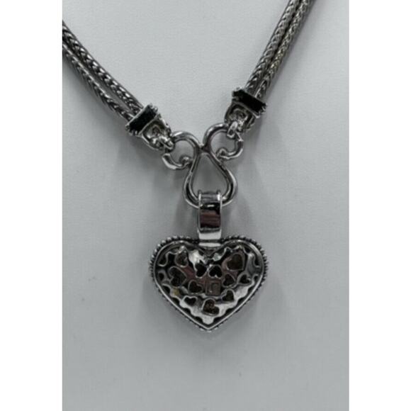 Lia Sophia "Love Dust" Cut Crystal Heart Reversible Pendant Pave Necklace - Picture 6 of 11